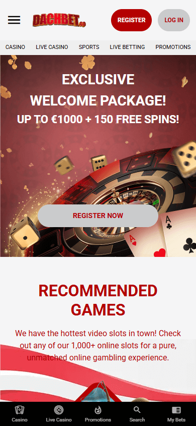 Dachbet Casino Mobile Homepage