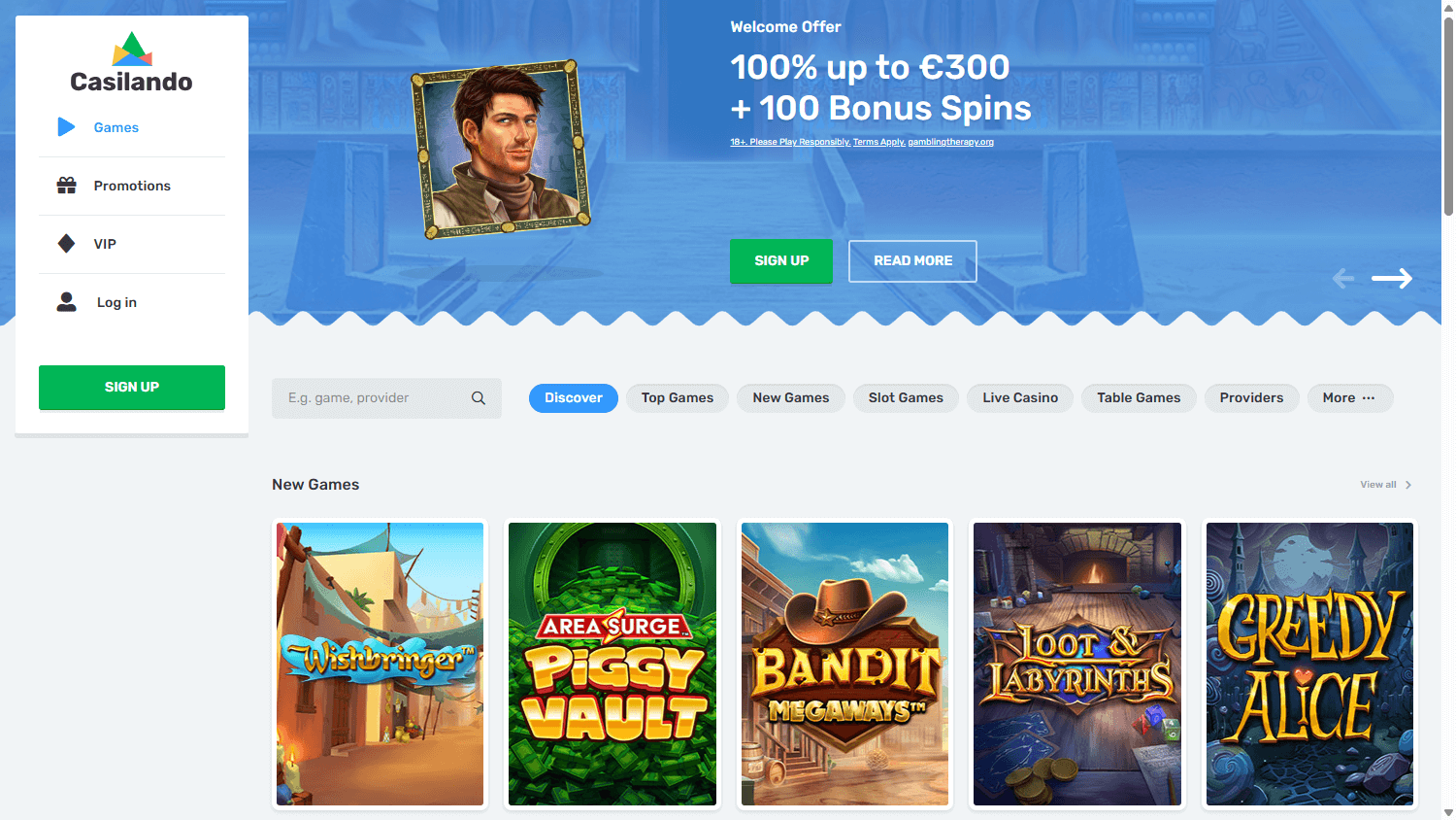 casilando_casino_homepage_desktop