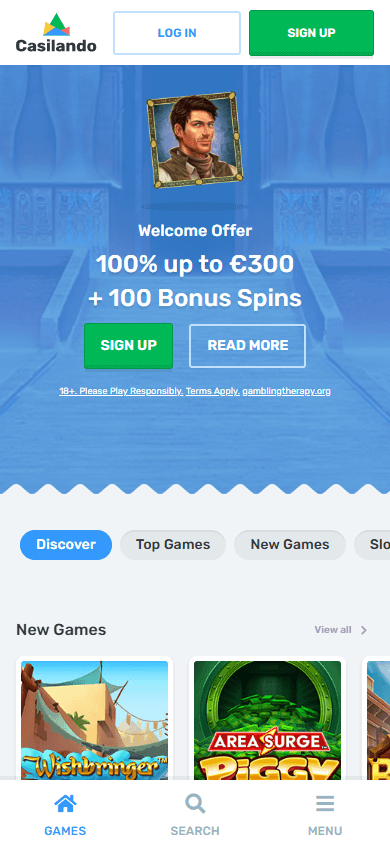 casilando_casino_homepage_mobile