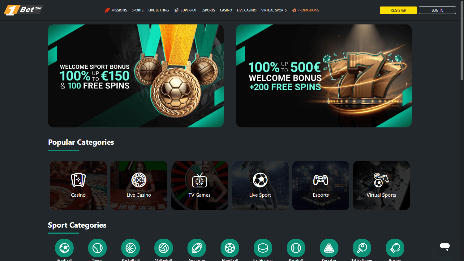 1bet_casino_homepage_desktop