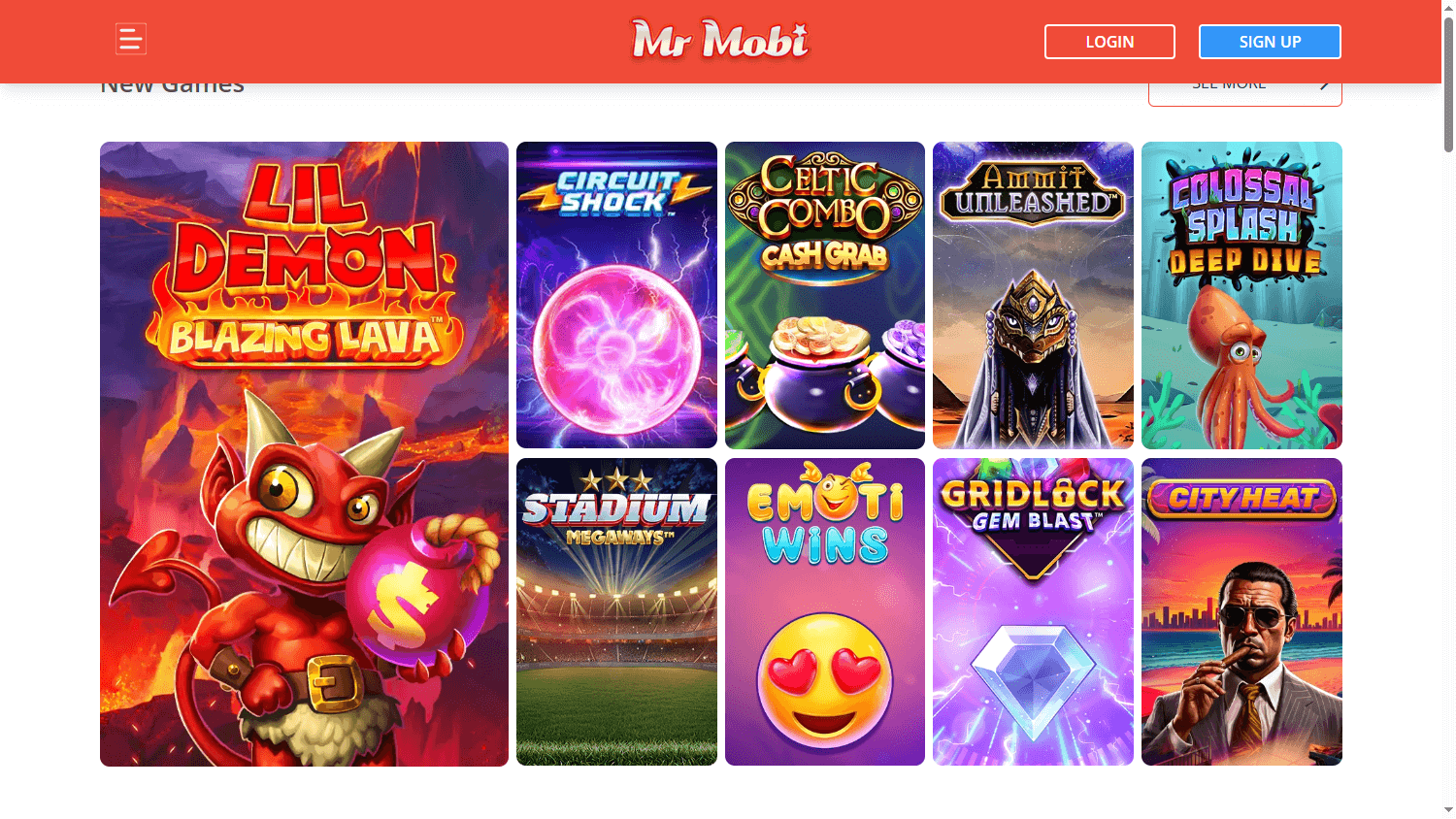 Explore Mr Mobi Casino's Diverse Game Selection