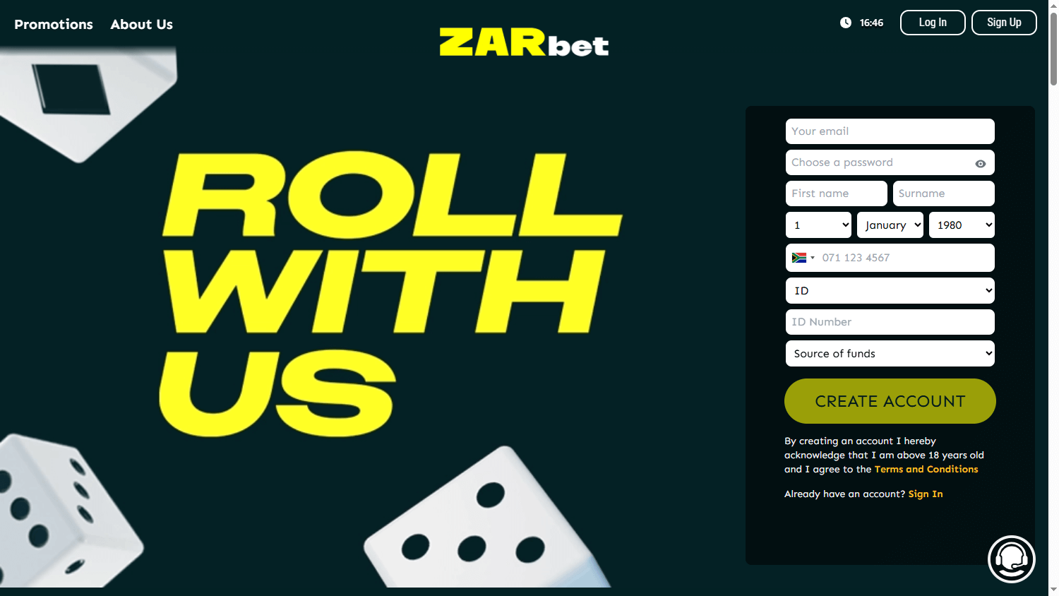 ZARbet_Casino_homepage_desktop