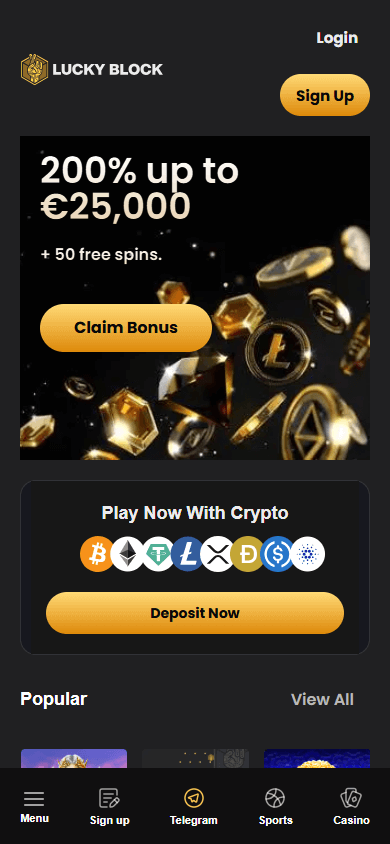Lucky Block Casino Homepage
