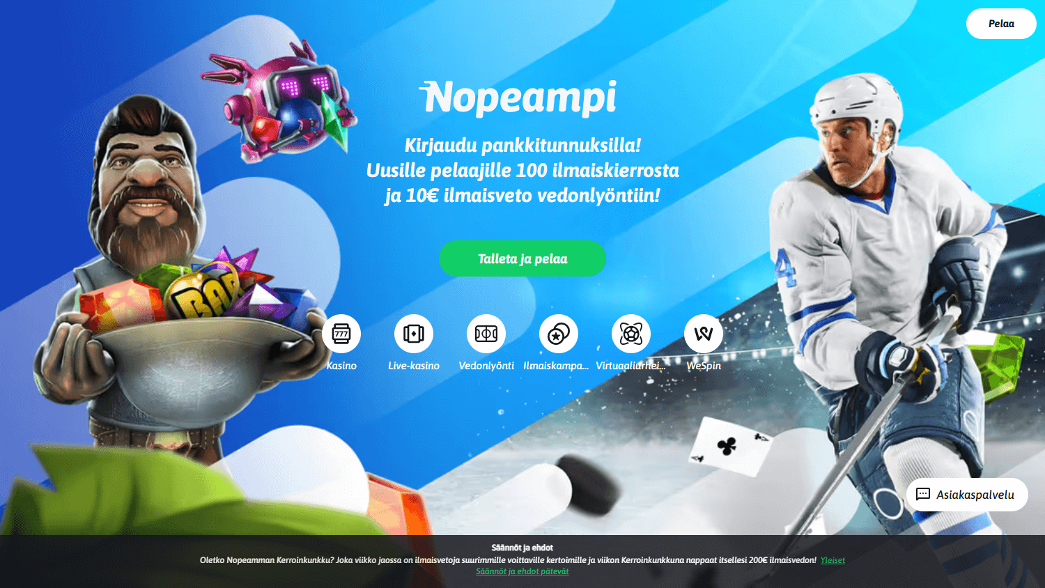 nopeampi_casino_homepage_desktop