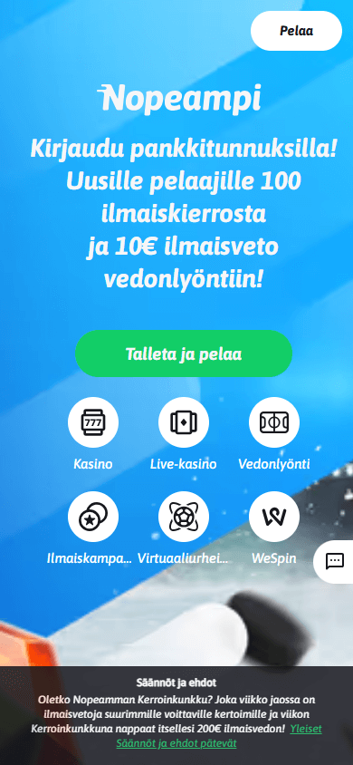 nopeampi_casino_homepage_mobile