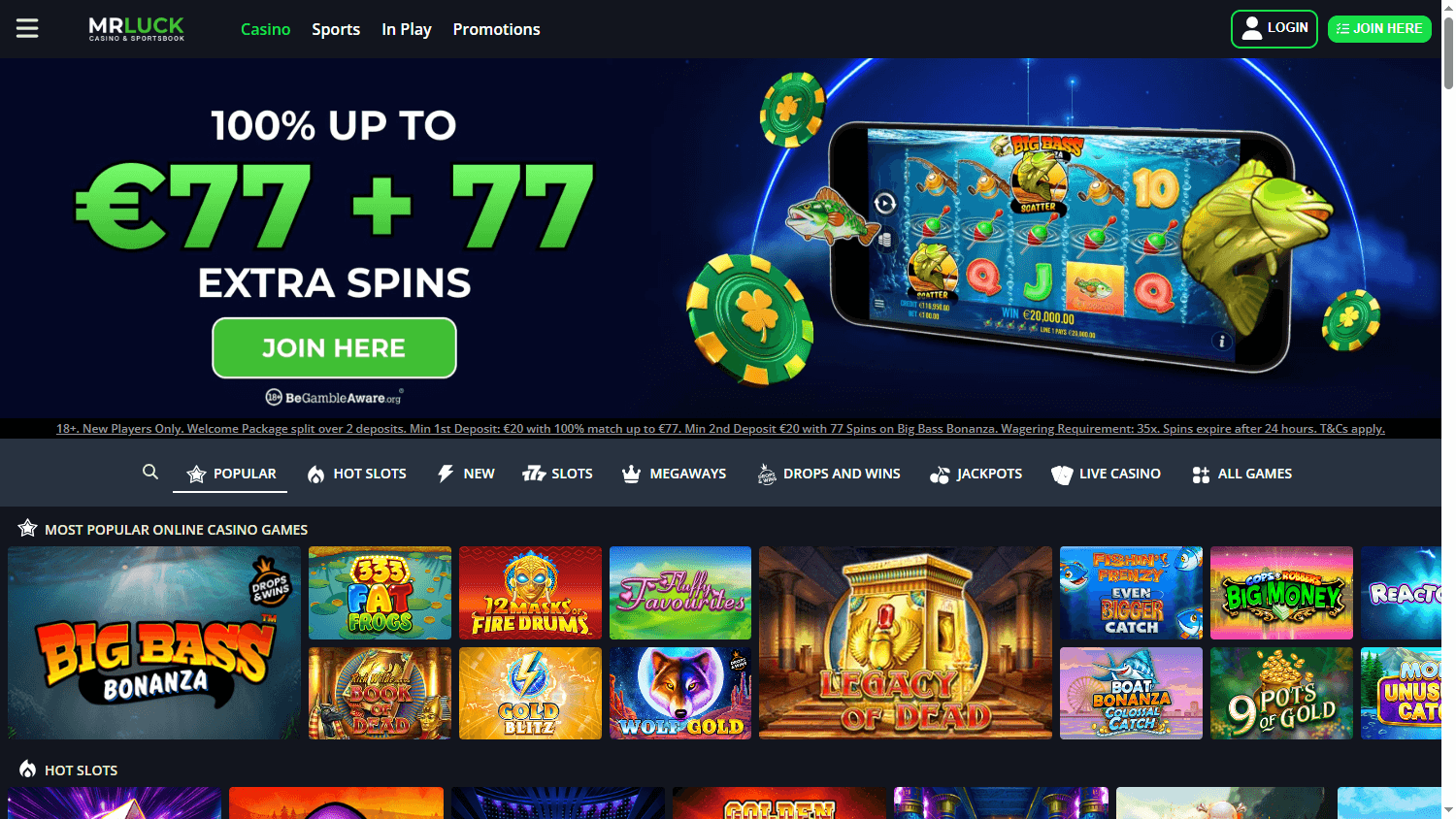 MrLuck_Casino_homepage_desktop