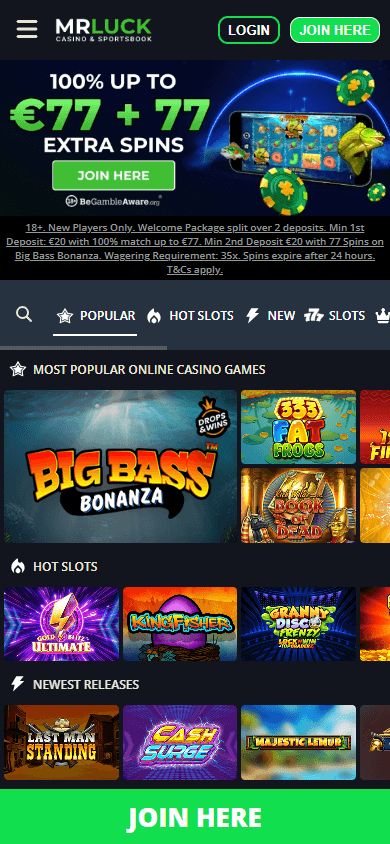 MrLuck_Casino_homepage_mobile