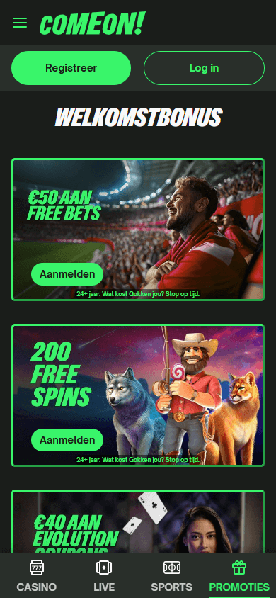 Comeon Casino NL mobiele app promoties