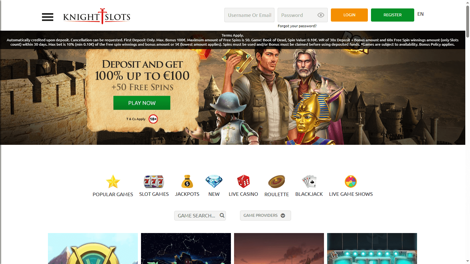 KnightSlots_Casino_homepage_desktop