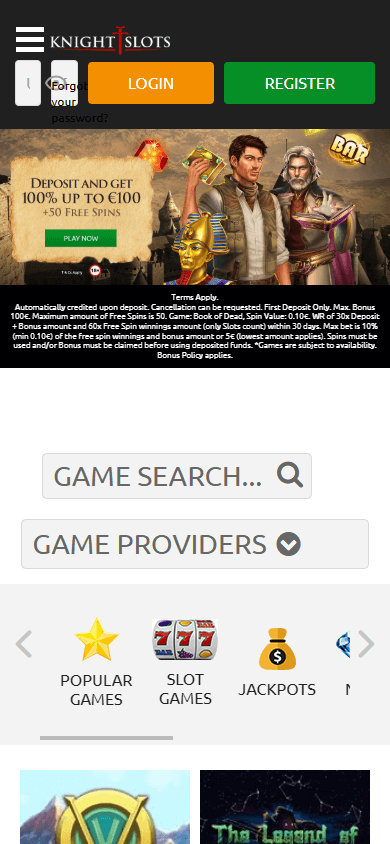 KnightSlots_Casino_homepage_mobile