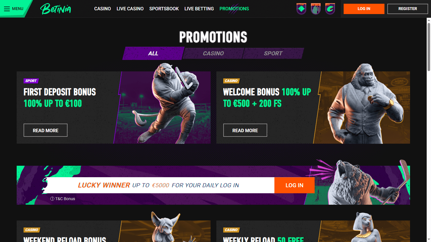 Betinia velkomstbonus