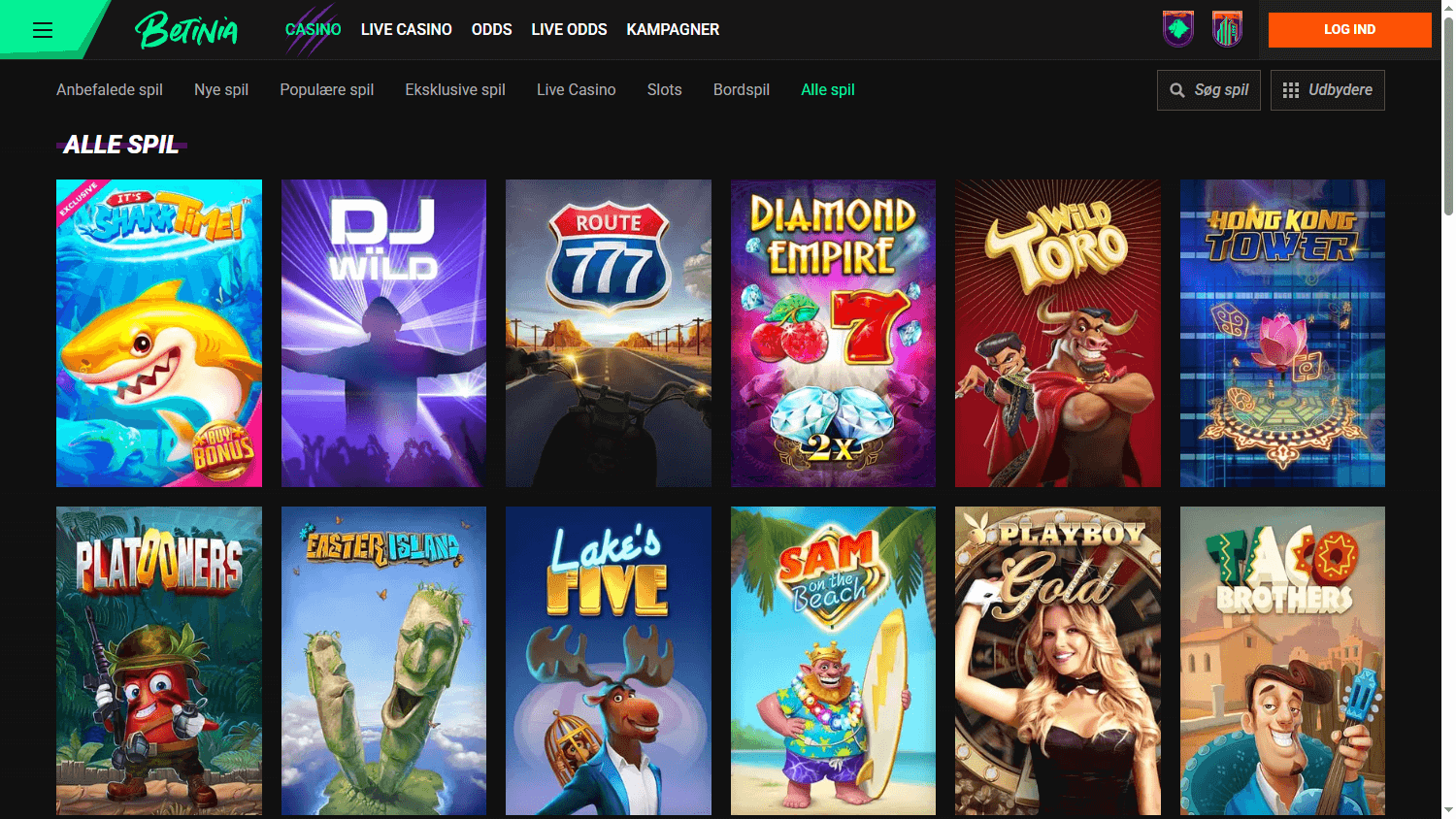 Betinia Casino Game Gallery