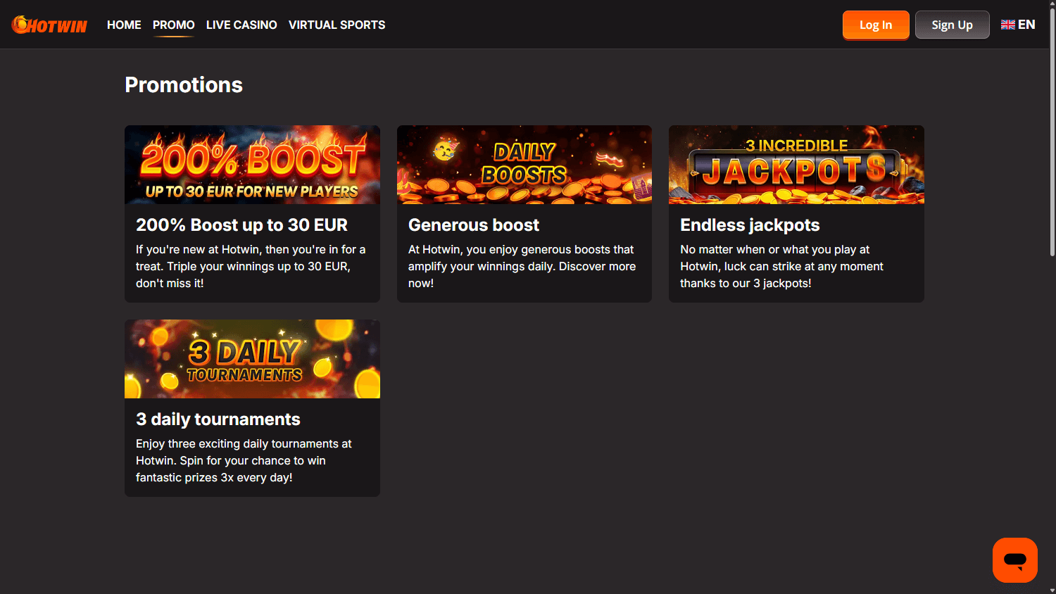 Hotwin casino promoties schermafbeelding