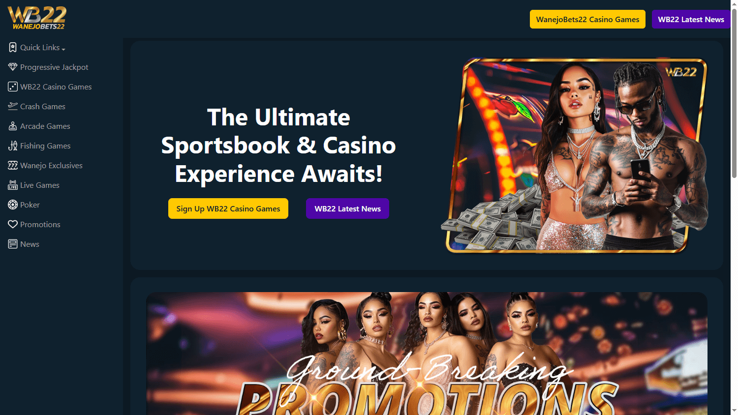 Wanejo_Bets_Casino_homepage_desktop