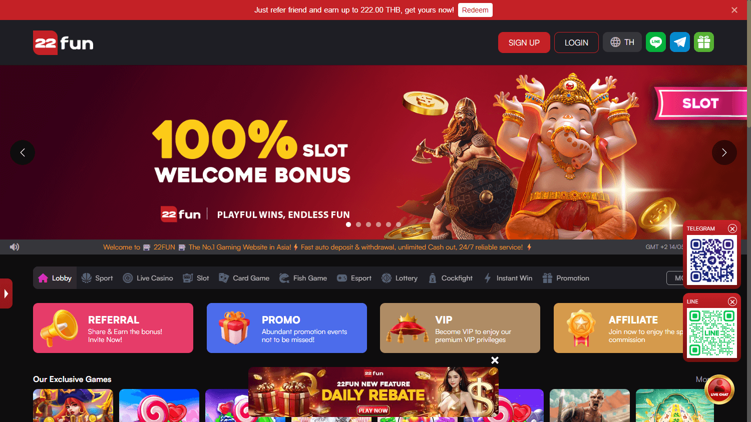 100% welcome bonus 22Fun 100% welcome bonus 22Fun