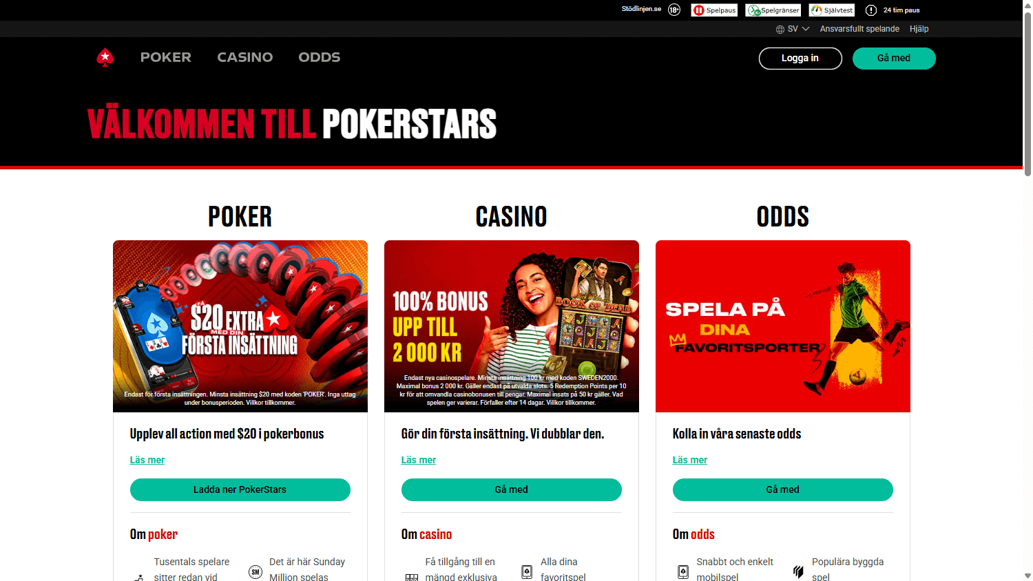 Interfaz de escritorio del casino PokerStars mostrando categorías de slots