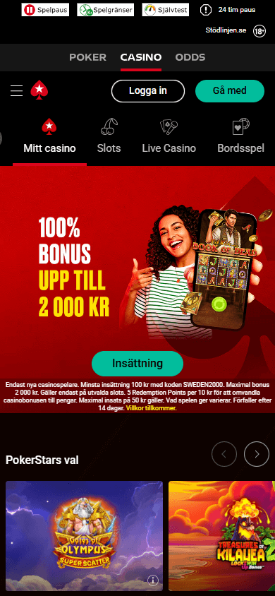 Interfaz móvil de slots de PokerStars