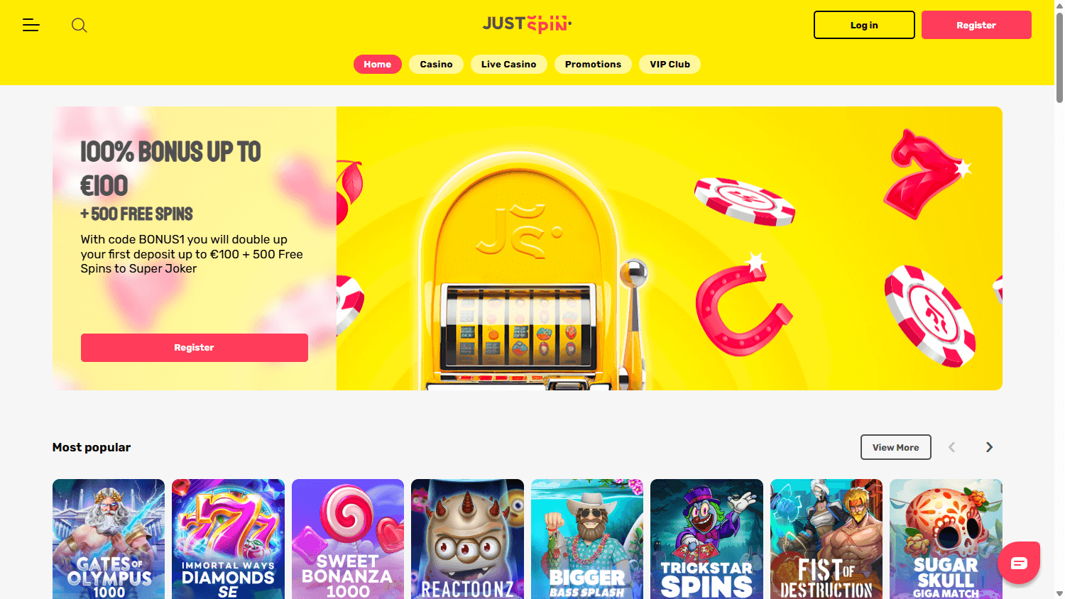 justspin_casino_homepage_desktop