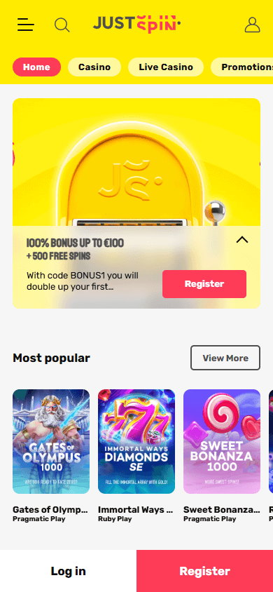 justspin_casino_homepage_mobile