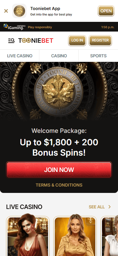 tooniebet_casino_on_homepage_mobile
