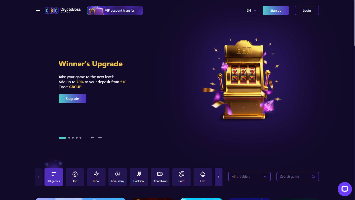 CryptoBoss_Casino_homepage_desktop