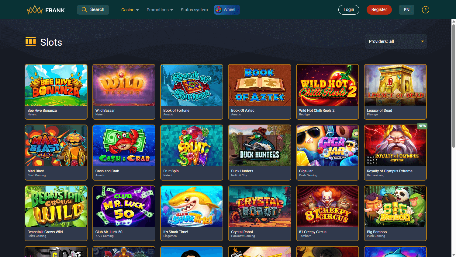 Frank casino login
