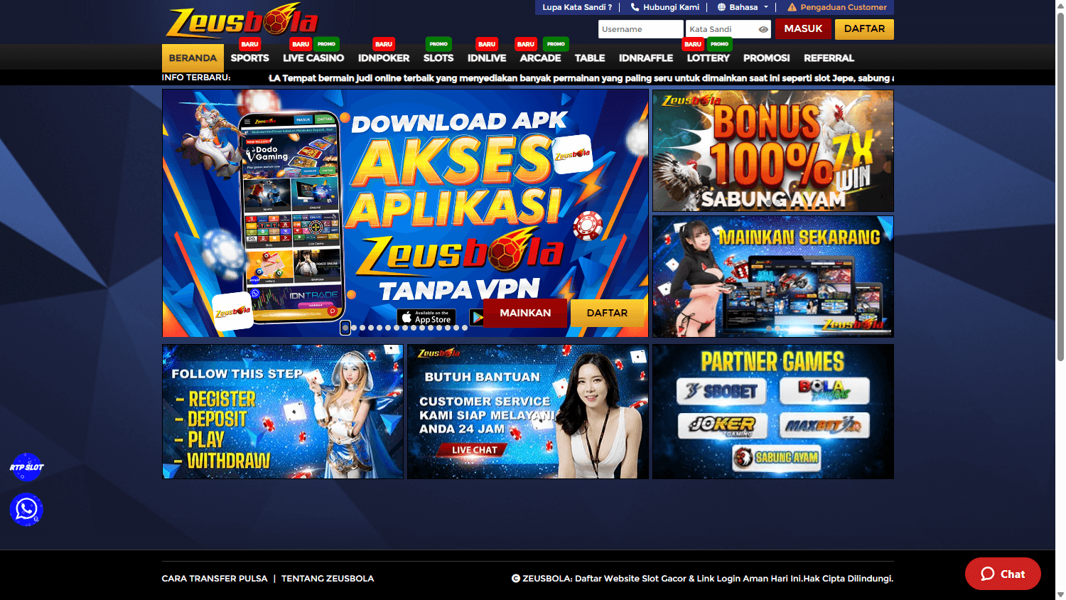 Zeusbola_Casino_homepage_desktop