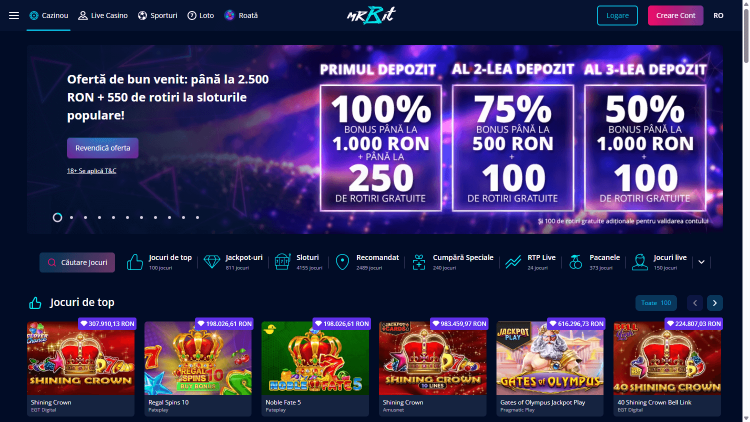 Captură de ecran Mr Bit Casino