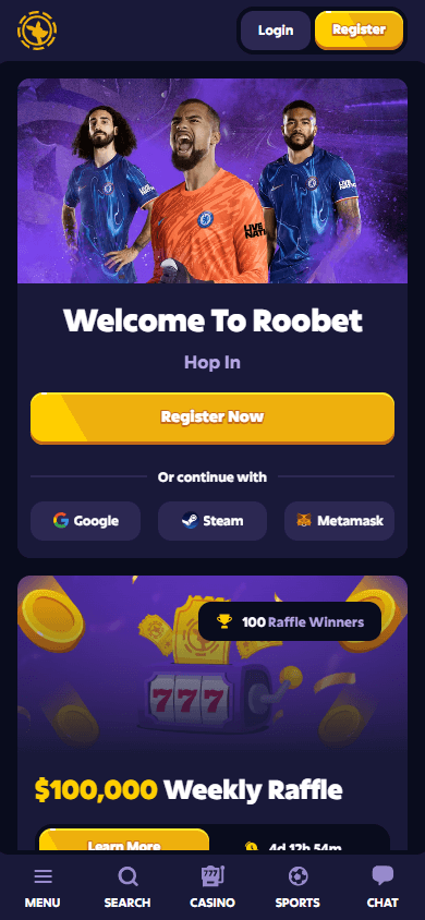 Roo Casino App Homepage Mobile
