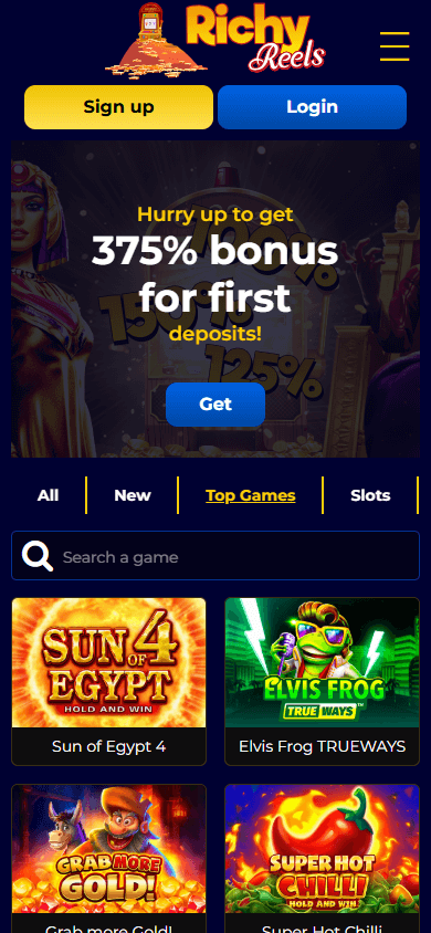 Richy_Reels_Casino_homepage_mobile