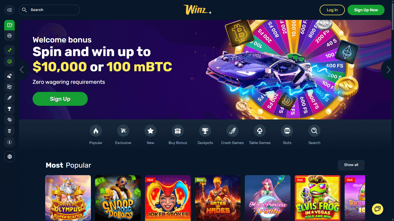 Winz_Casino_homepage_desktop