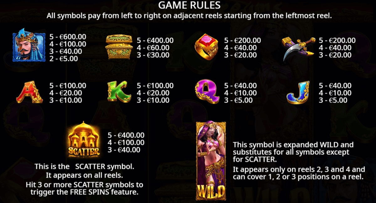 Jasmine Dream paytable