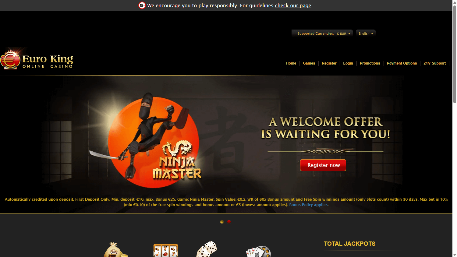 Euro King homepage website screenshot