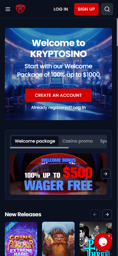Kryptosino_Casino_homepage_mobile