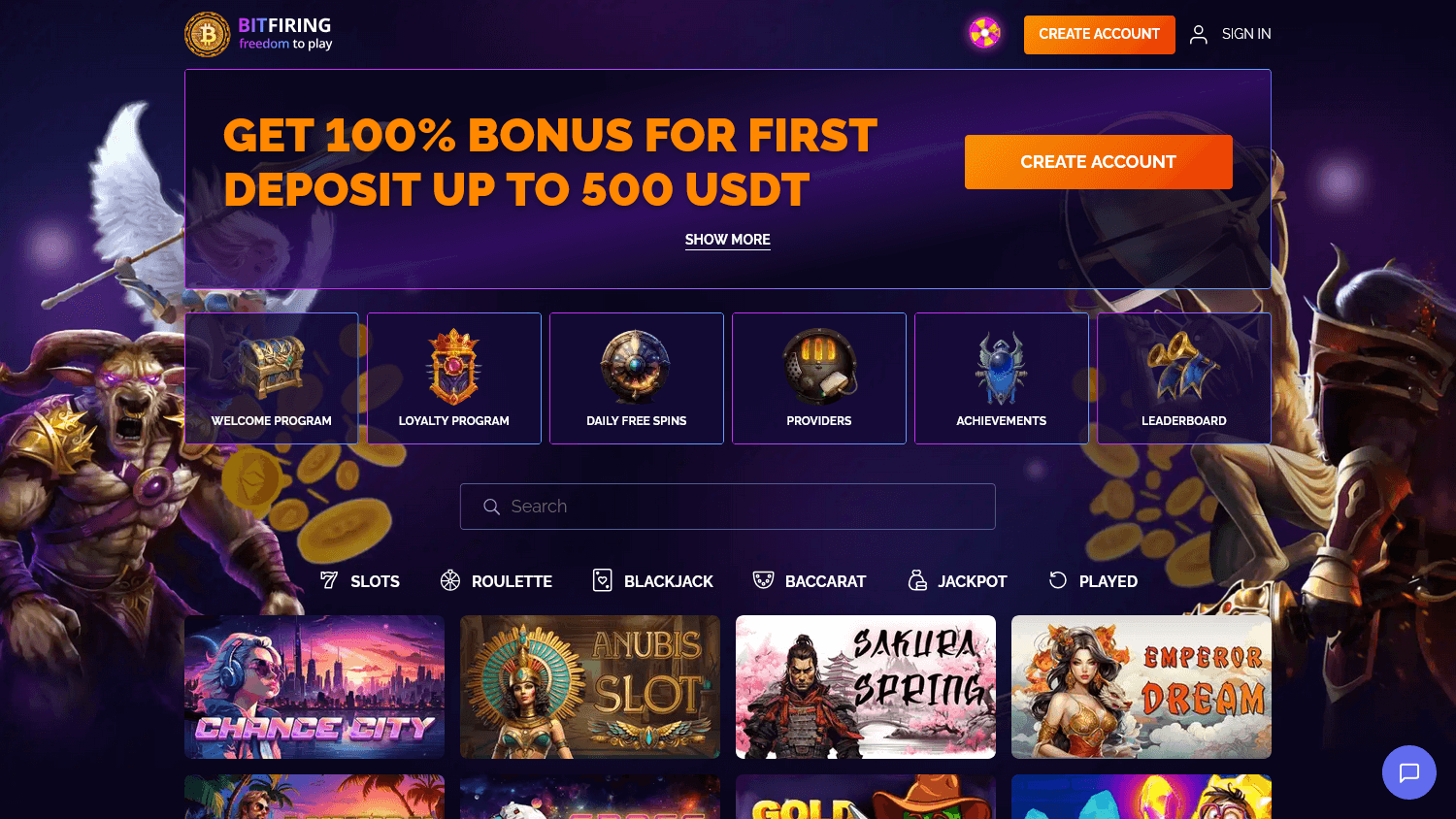 bitfiring_casino_homepage_desktop