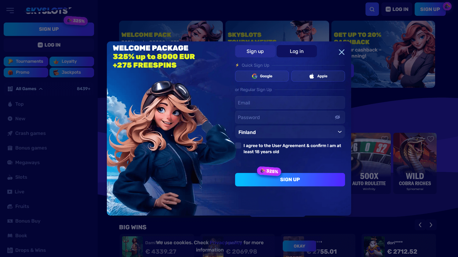 skyslots_casino_homepage_desktop