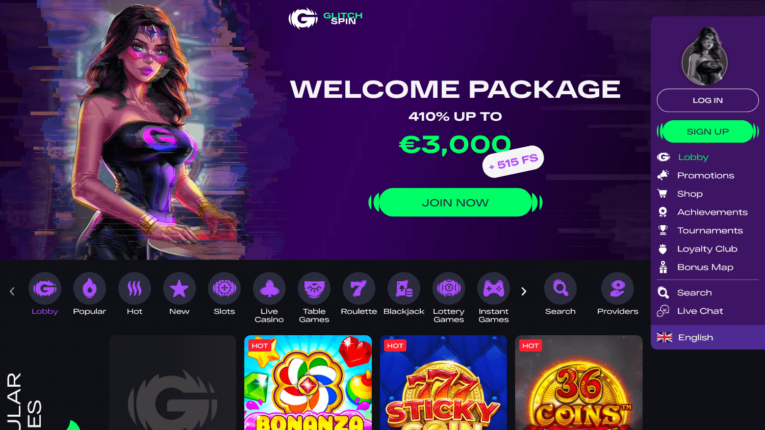 glitchspin_casino_homepage_desktop