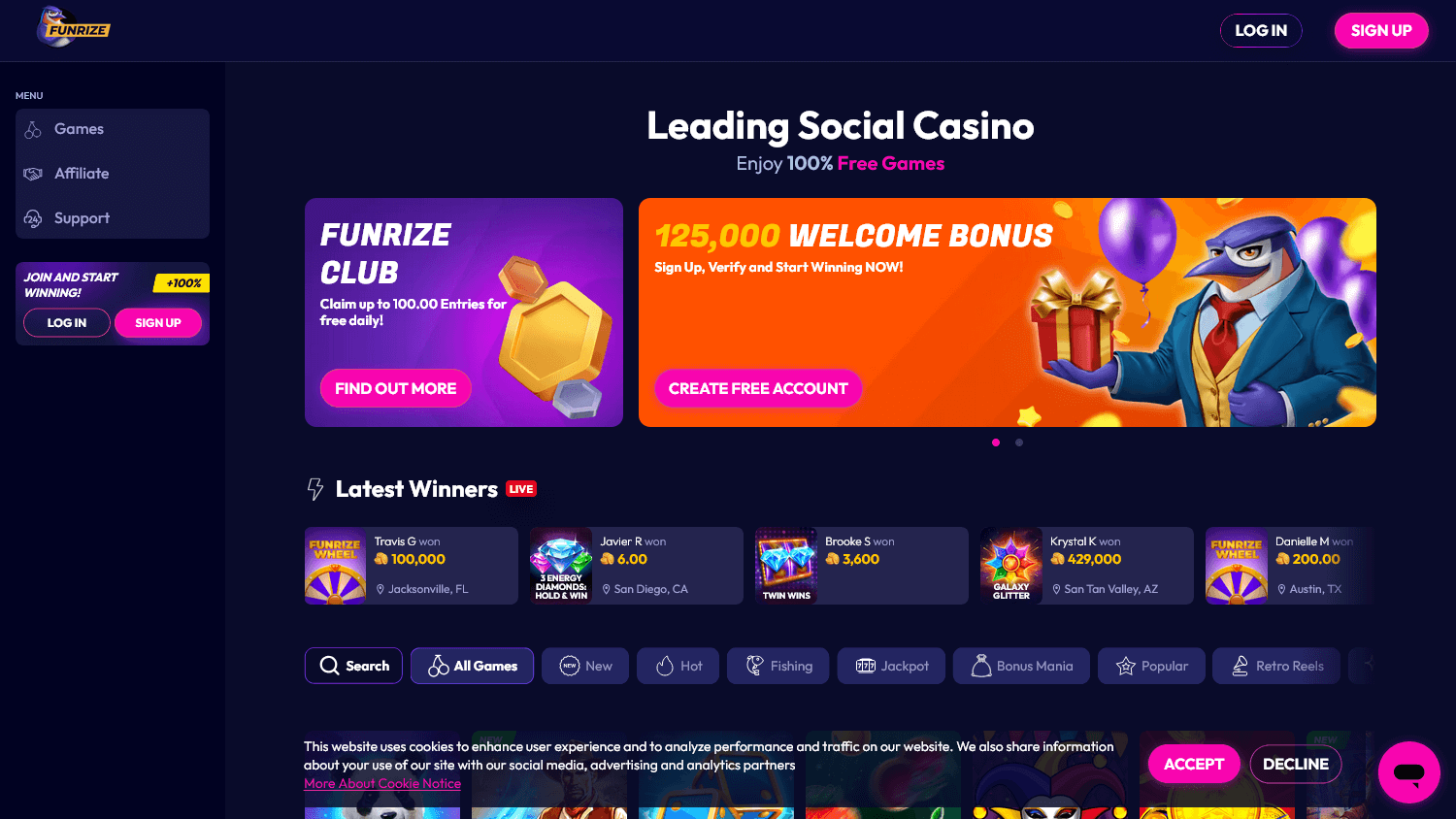 funrize_casino_homepage_desktop