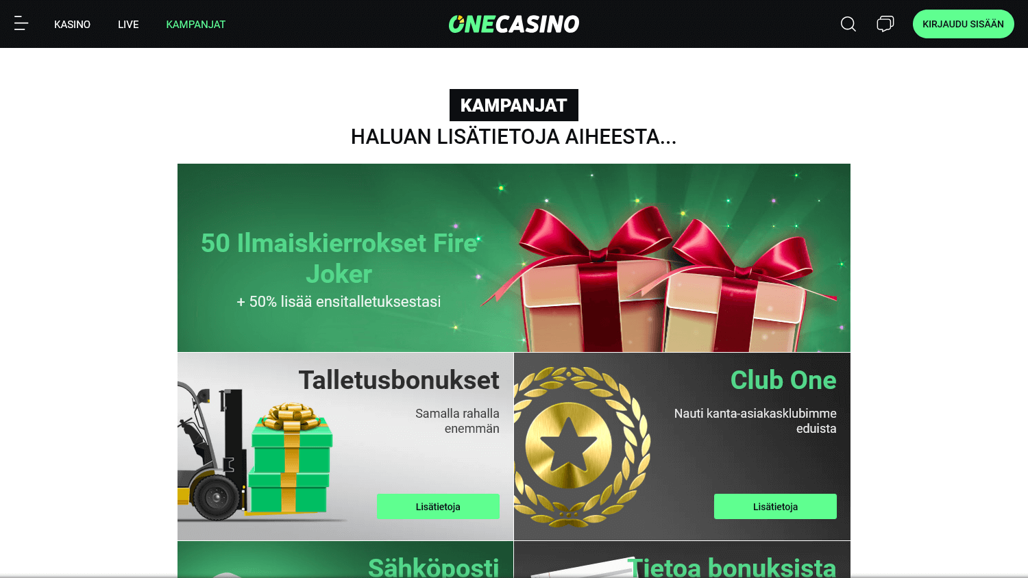 Promociones de One Casino