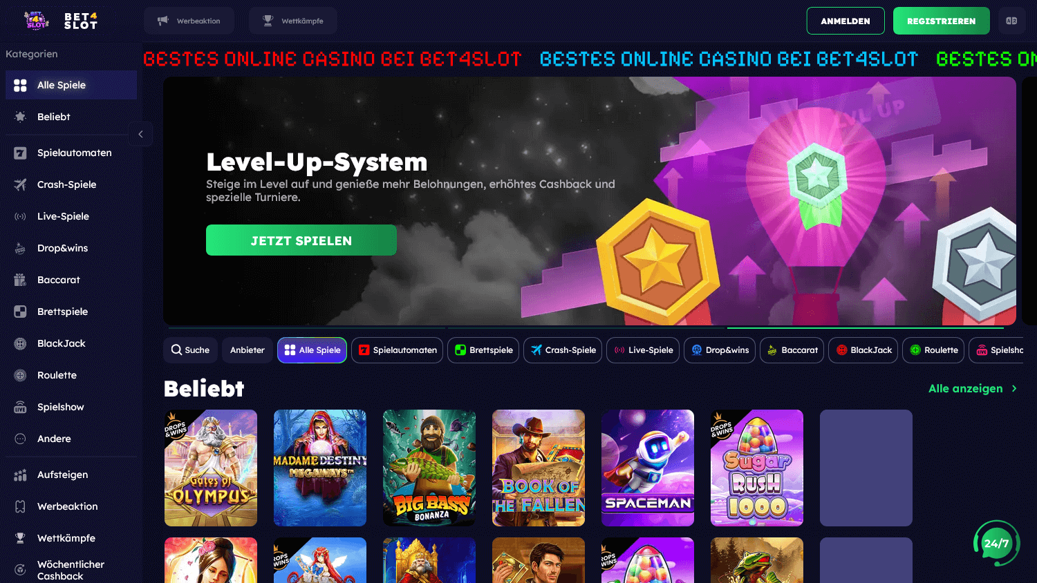 bet4slot_casino_homepage_desktop