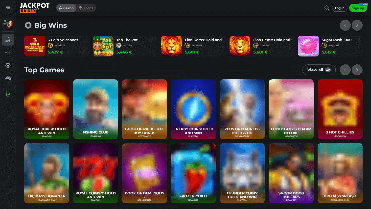 Jackpot Raider Casino Screenshot