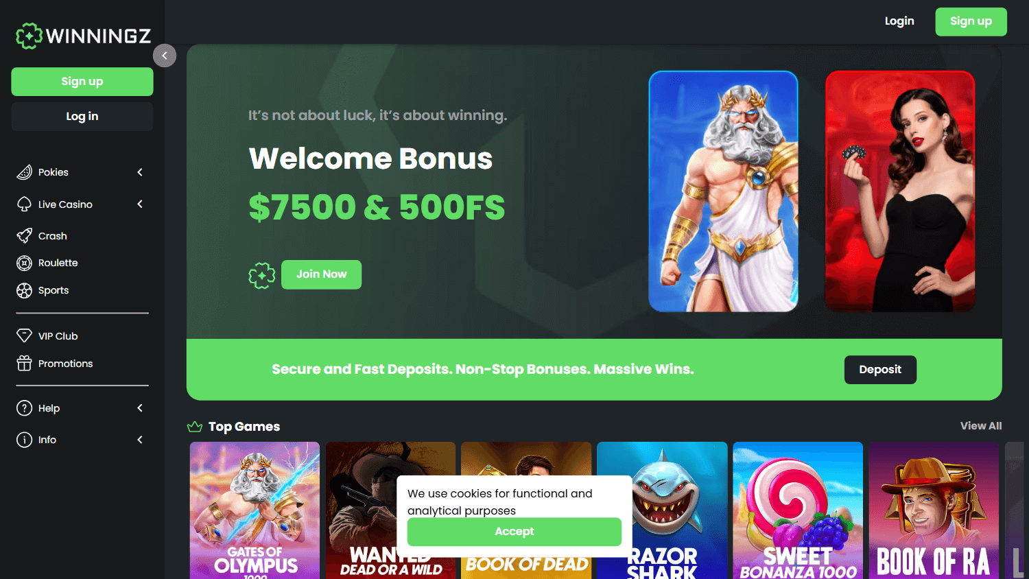 Winningz Casino hjemmeside