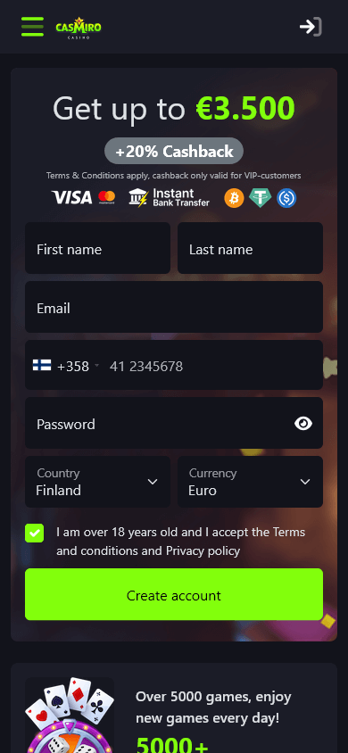 casmiro_casino_homepage_mobile