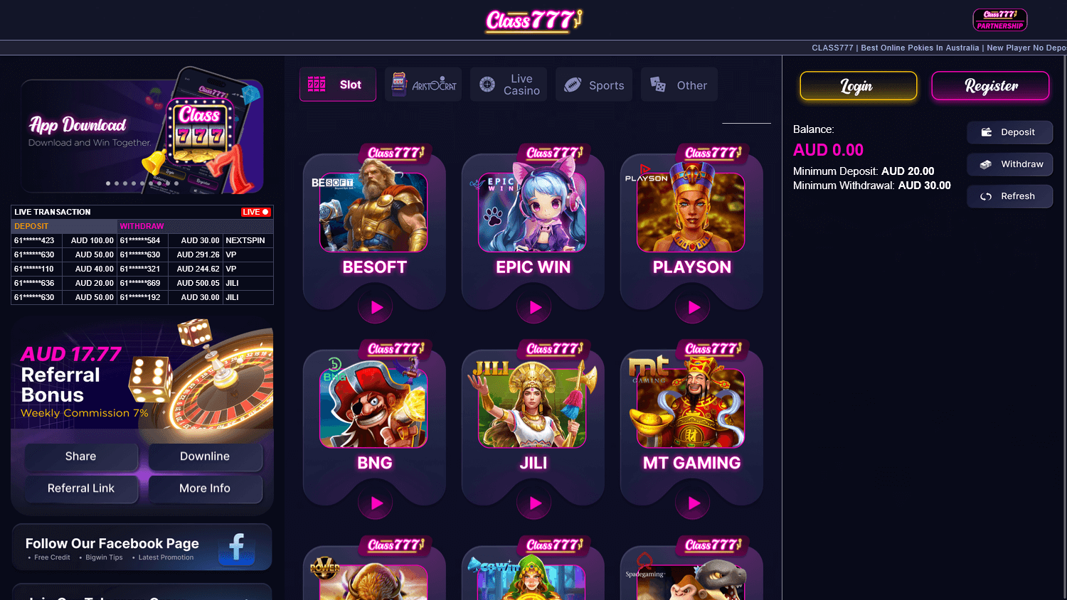 class777_casino_homepage_desktop