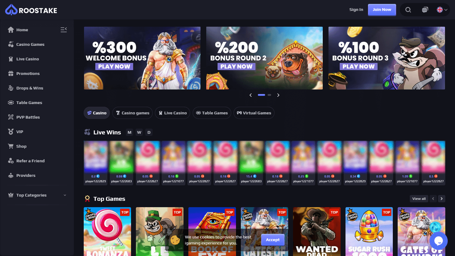 Roostake Casino Game Gallery