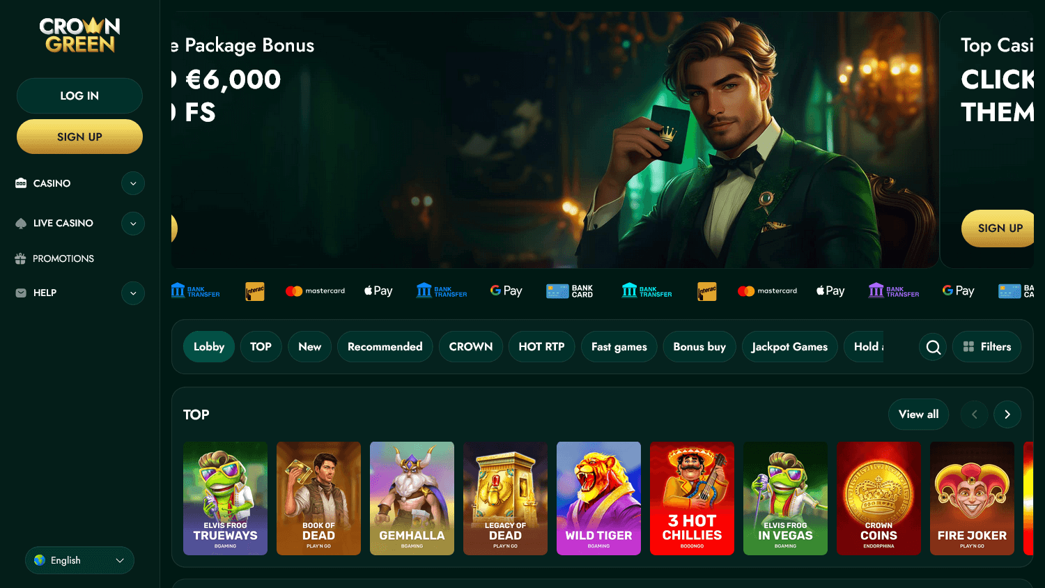 crowngreen_casino_homepage_desktop