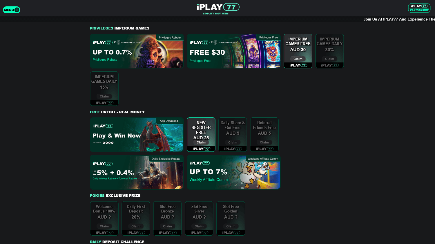 iplay77_casino_promotions_desktop