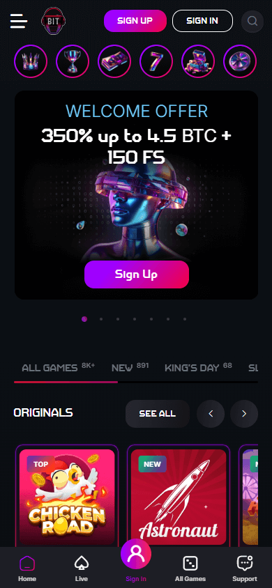 BitStrike_Casino_homepage_mobile