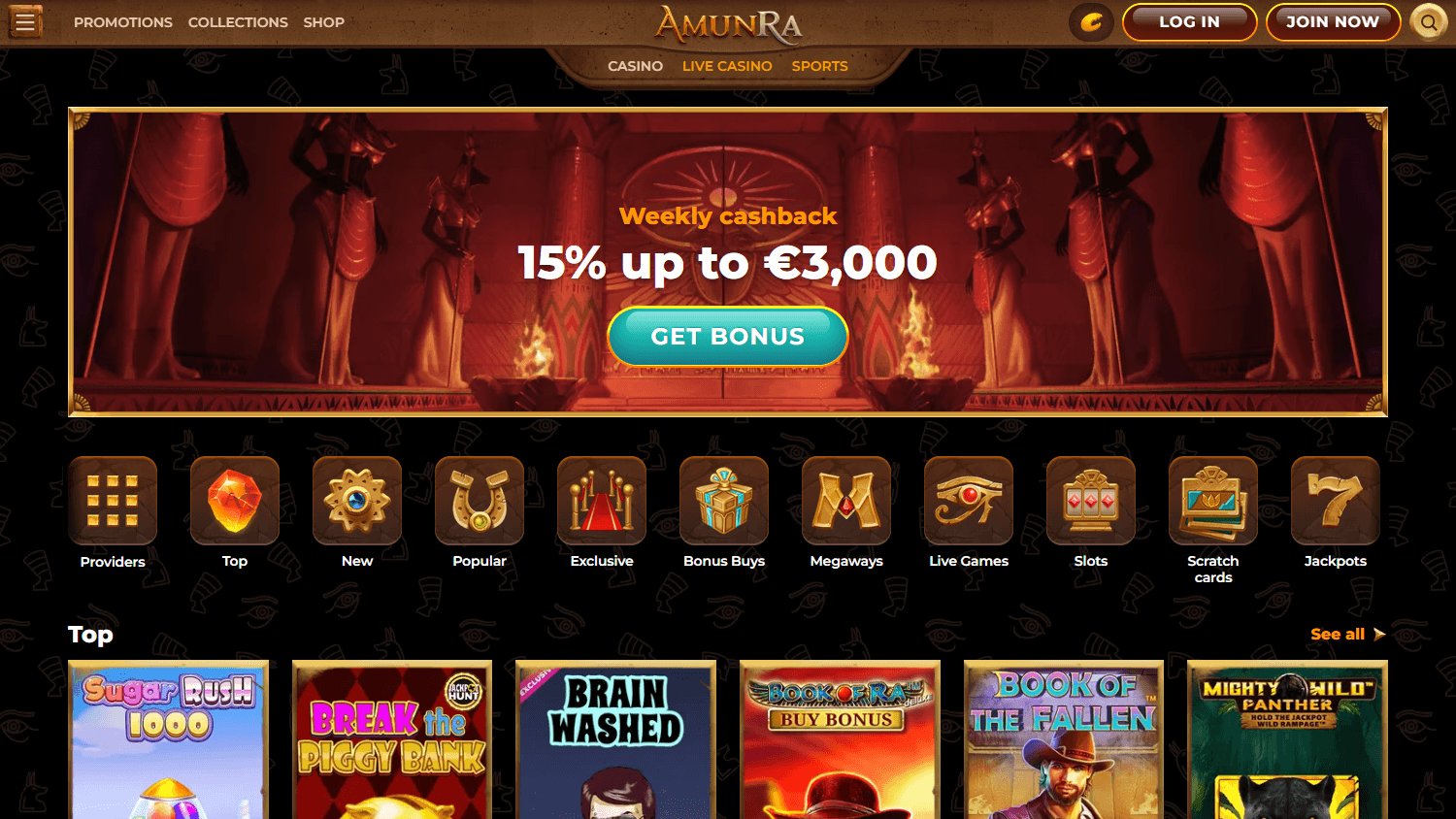 AmunRa Casino Games Gallery