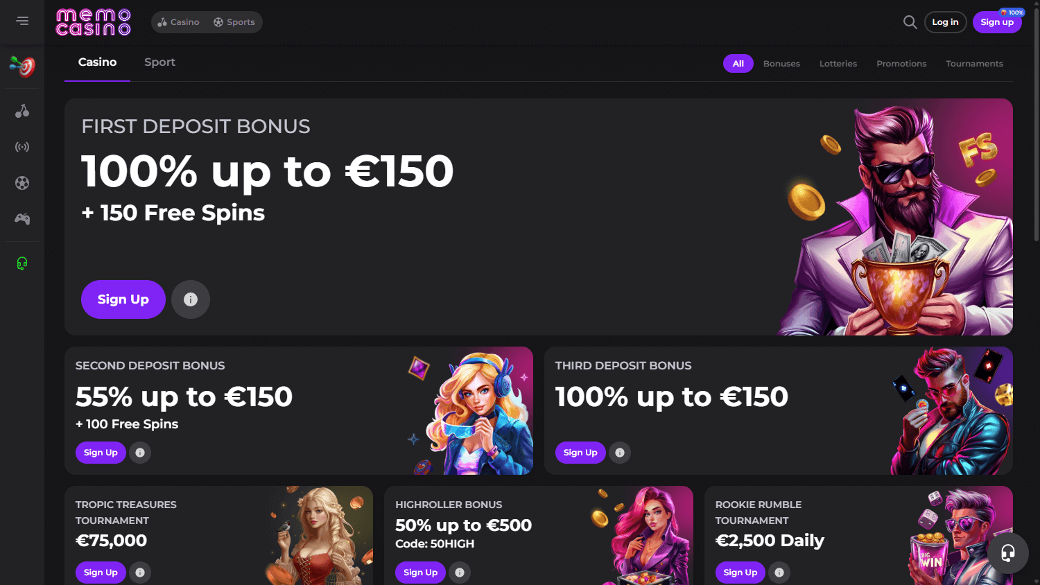 afferra Memo Casino pacchetto di benvenuto banner
